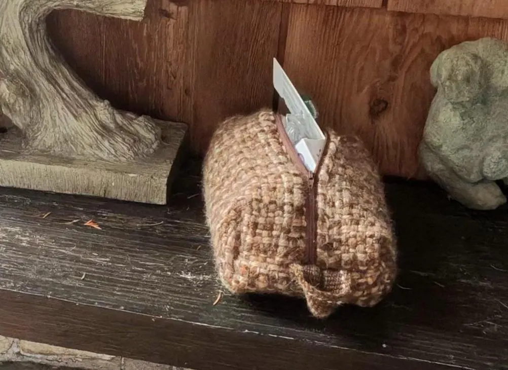 Handwoven toiletry bag, wool and alpaca