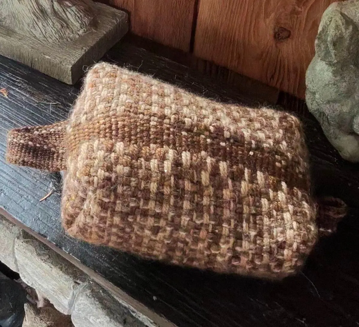 Handwoven toiletry bag, wool and alpaca