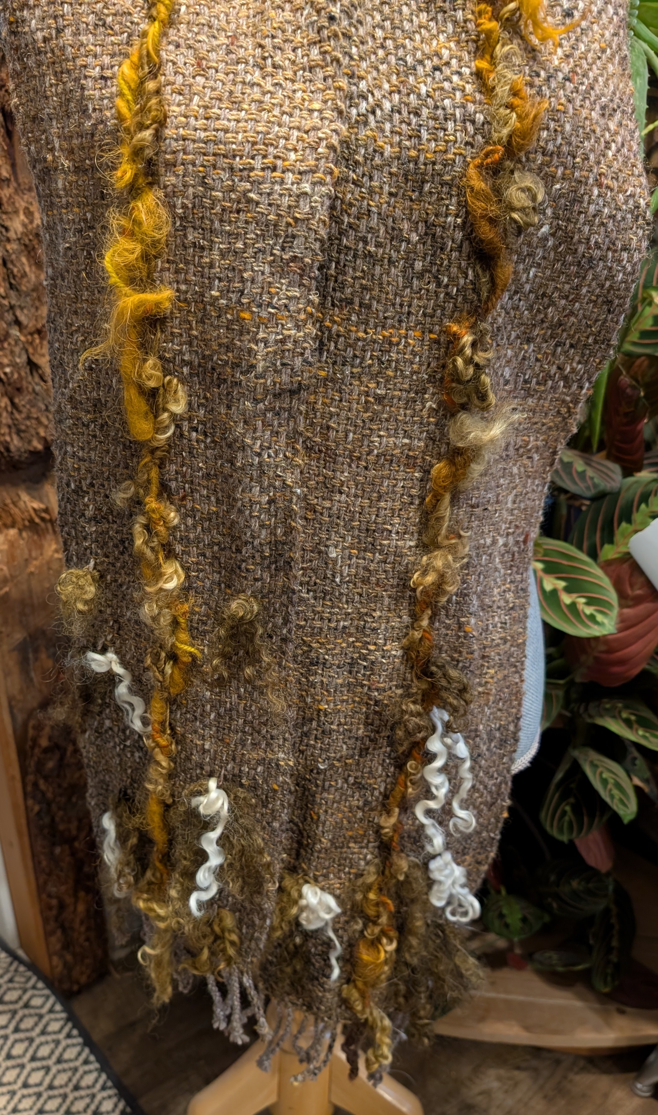 Handwoven wool and cotton scarf