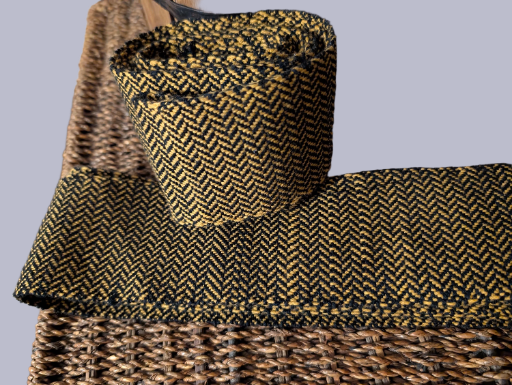 Handwoven cotton and wool herringbone viking leg wraps