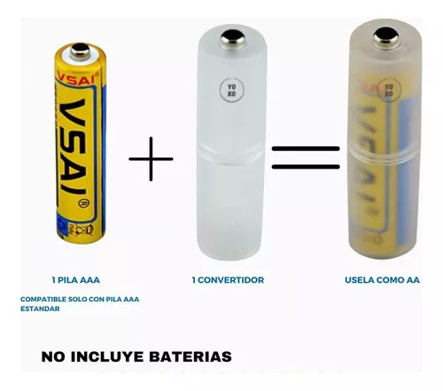 2 Unidades, adaptador pilas AAA a AA