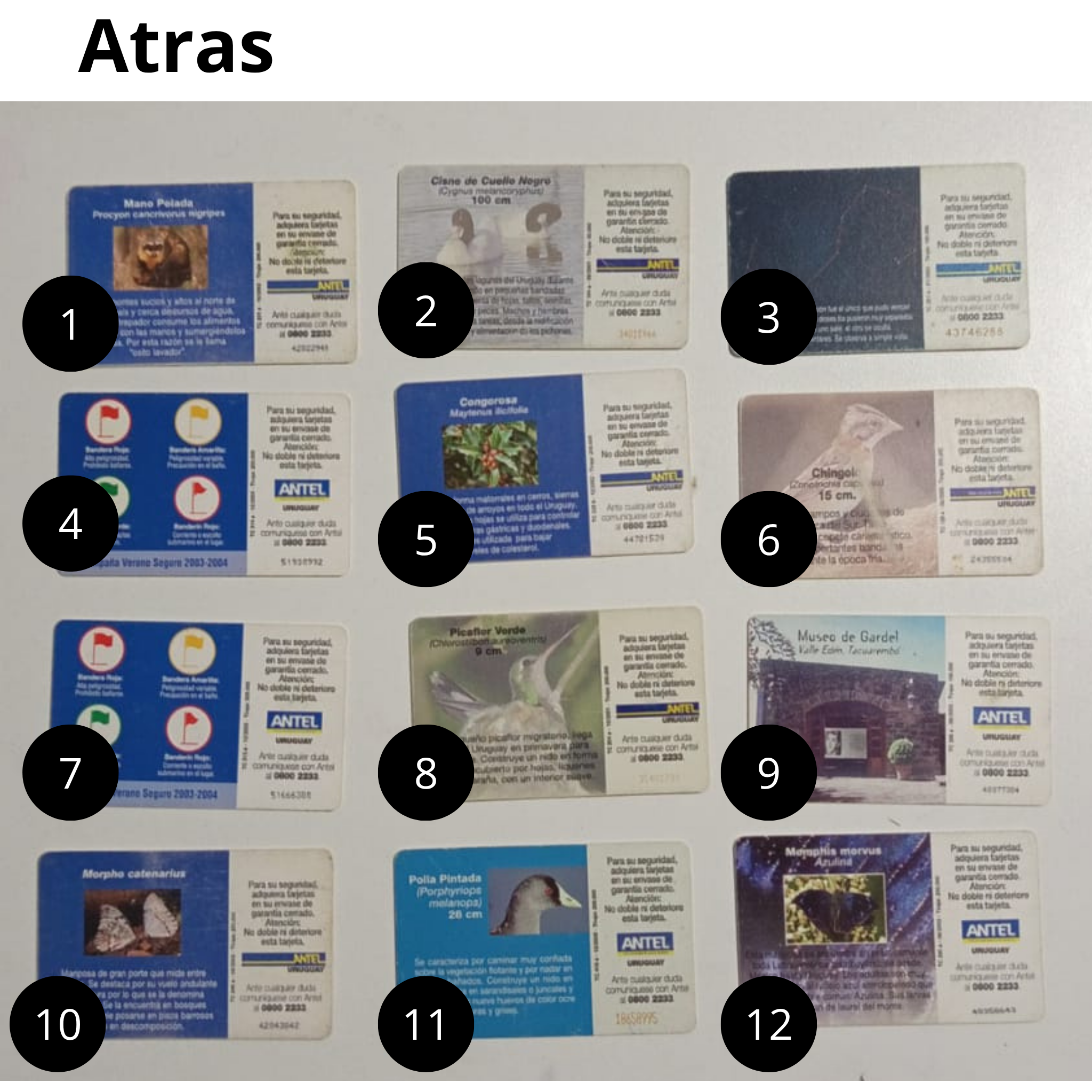 Tarjetas de Antel, Año 90/2000 , Coleccionables PACK4
