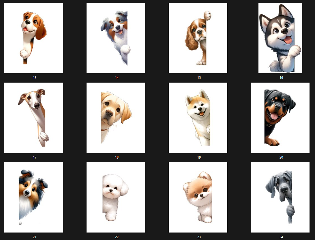 Almohadon 40x40cm , perritos asomandose, 28 diseños