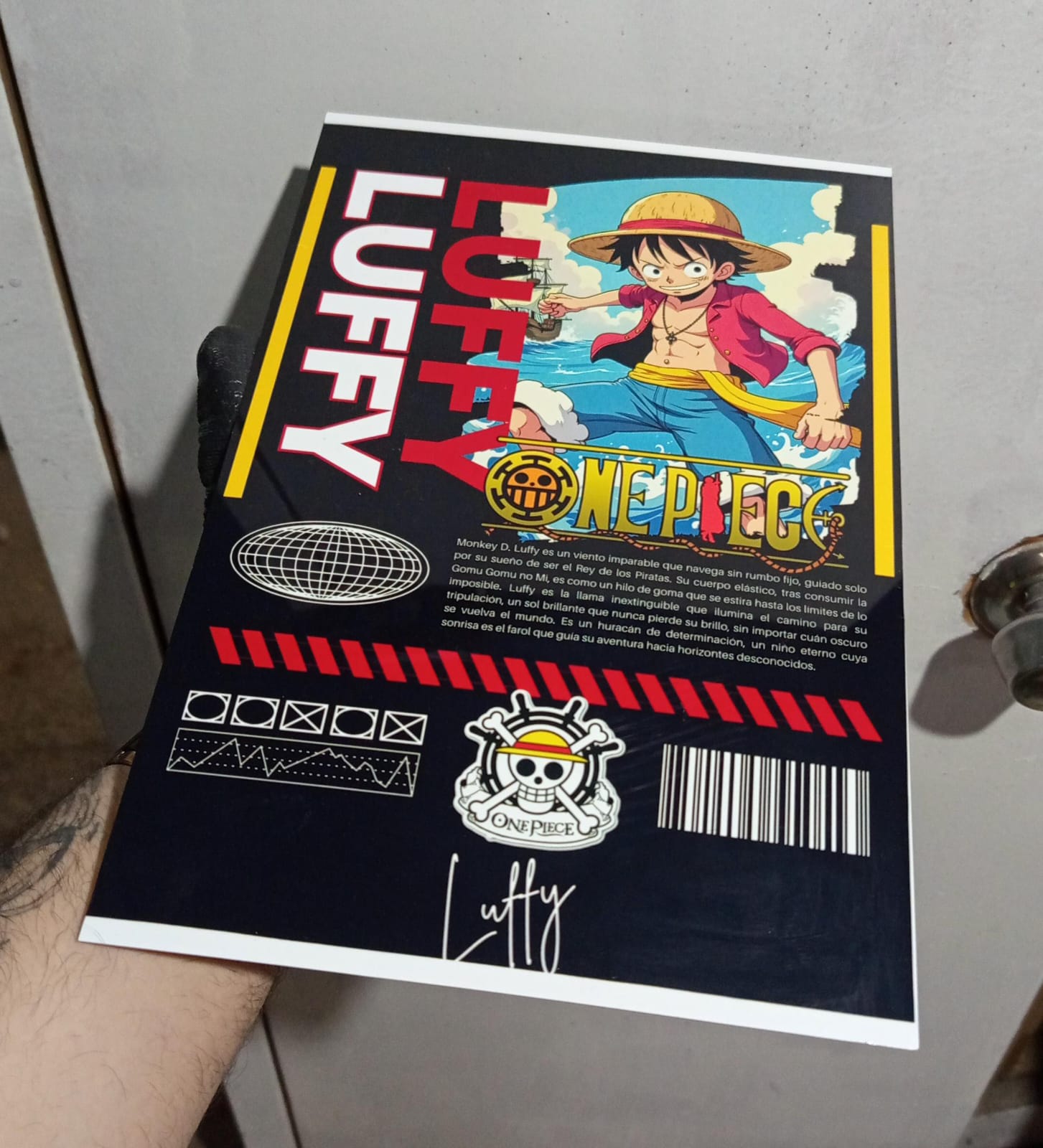 Lamina metalica Luffy, One Piece , 30x20cm