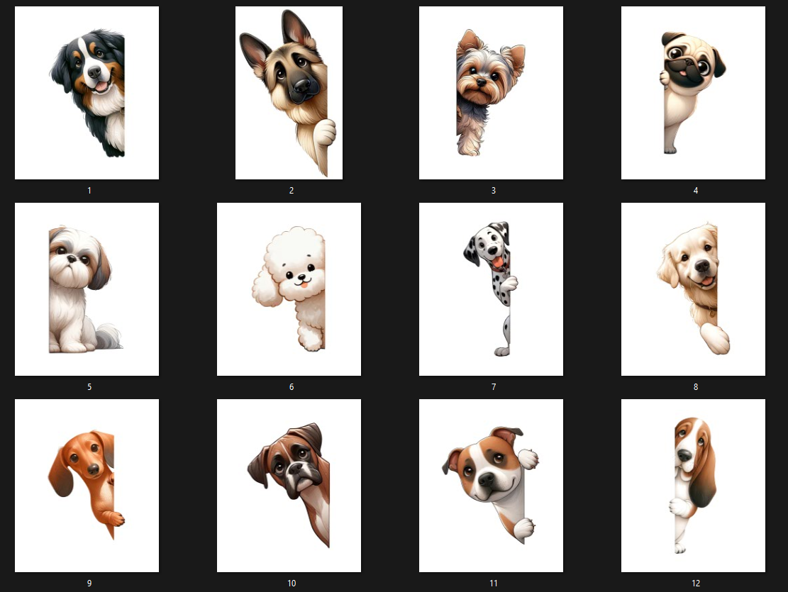 Almohadon 40x40cm , perritos asomandose, 28 diseños