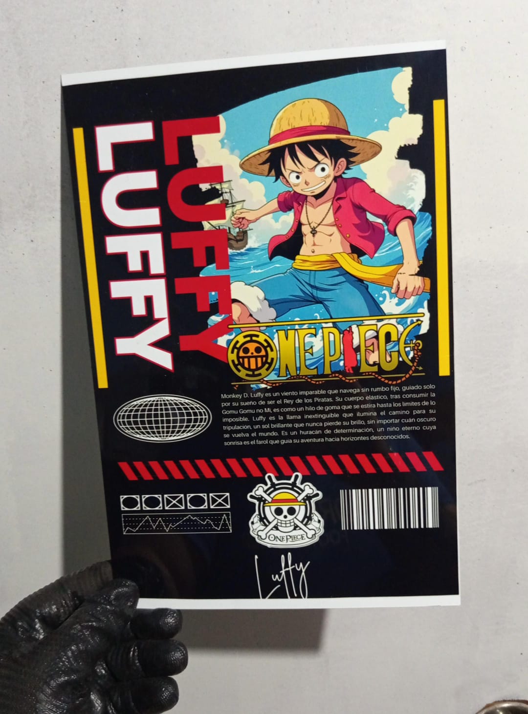 Lamina metalica Luffy, One Piece , 30x20cm
