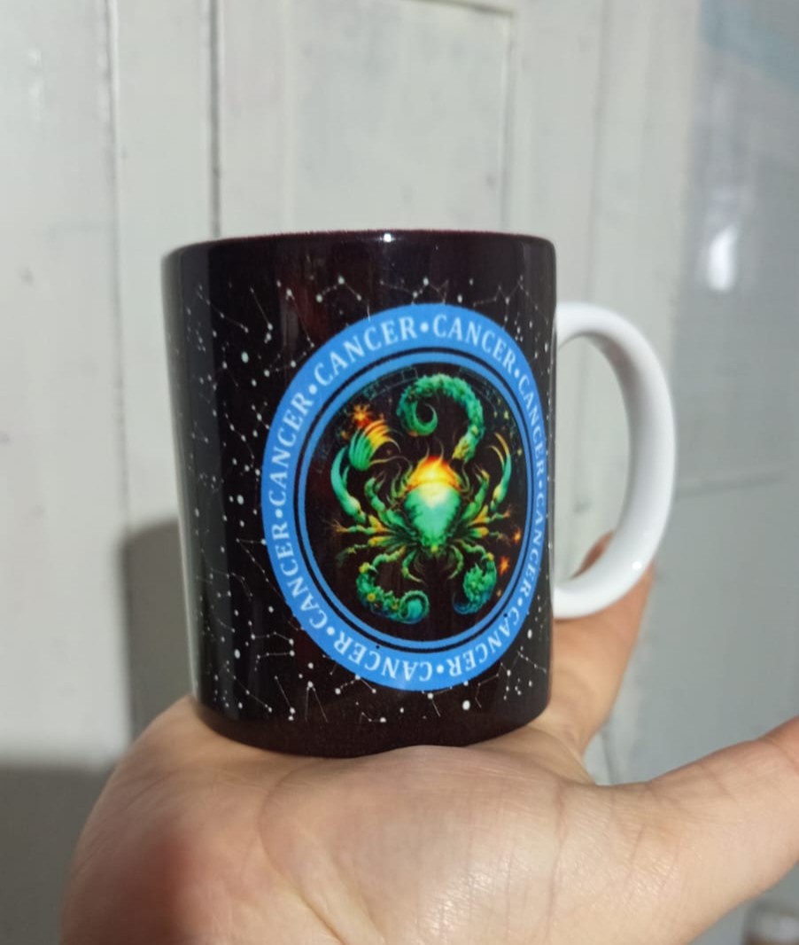 Cancer Horoscopo, taza ceramica. Detalle estetico