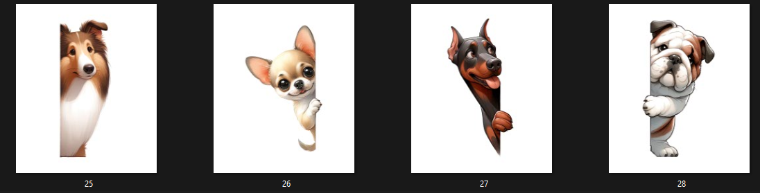 Almohadon 40x40cm , perritos asomandose, 28 diseños