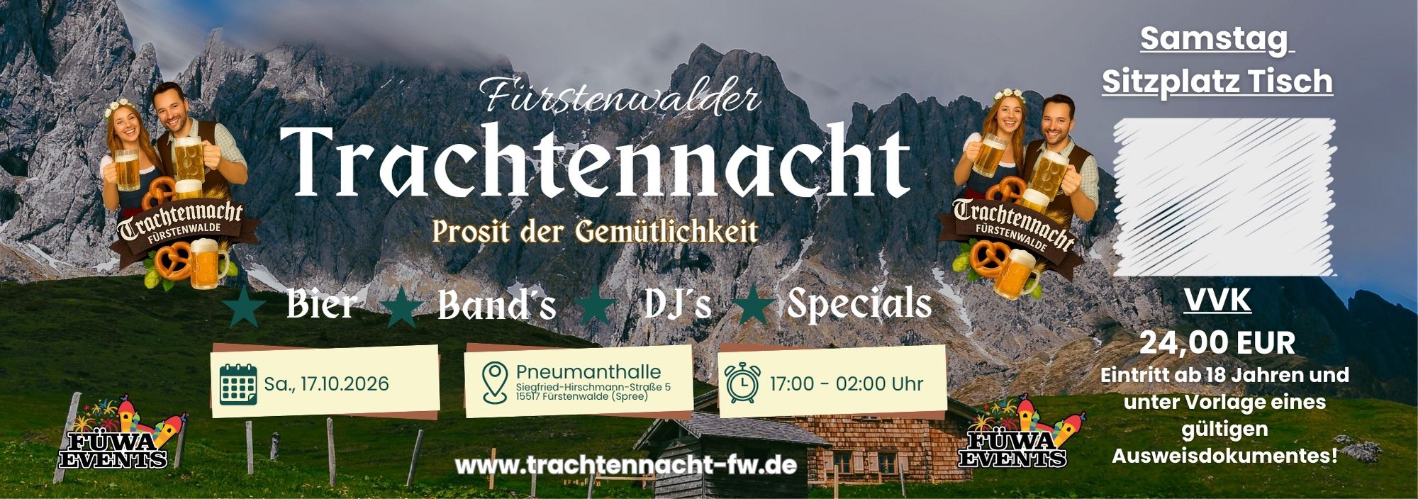 1 Tisch (8 Tickets) allgemeiner Bereich Sitzplatz Samstag 17.10.2026