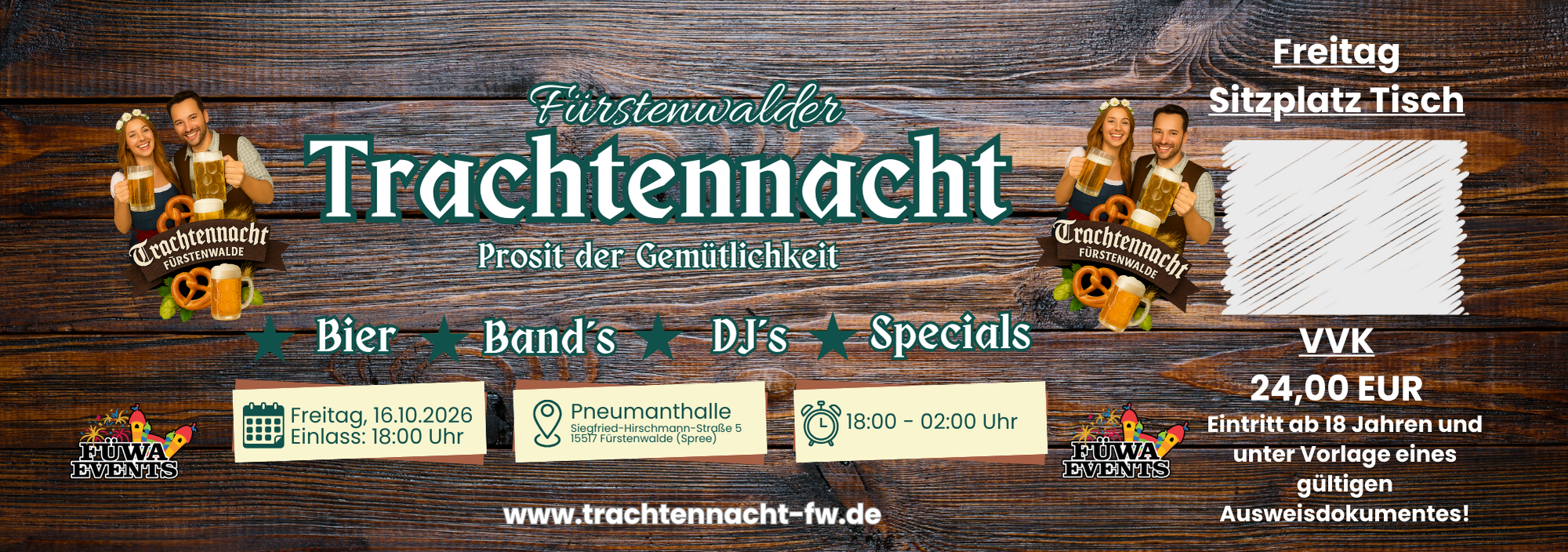 Einzelticket (1 Ticket) allgemeiner Bereich Sitzplatz Freitag 16.10.2026