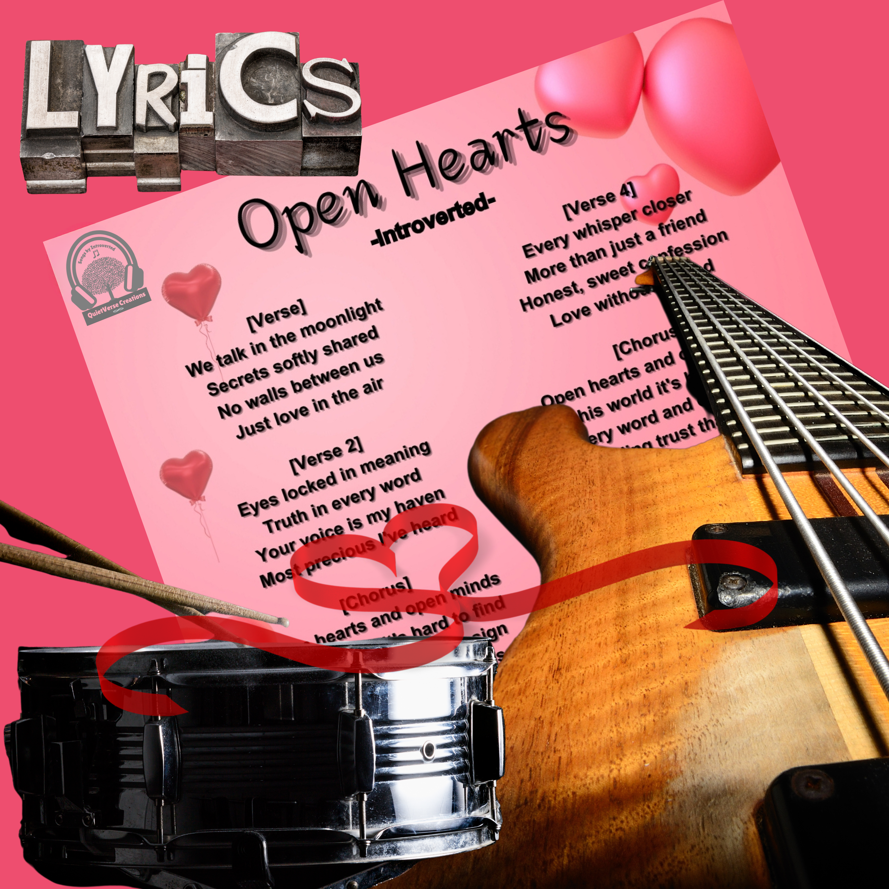 'Open hearts' Lyric Art Sheet