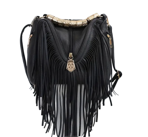 Black Fringe Handbag