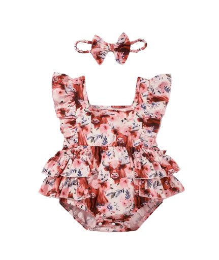 Floral Baby Romper with matching headband