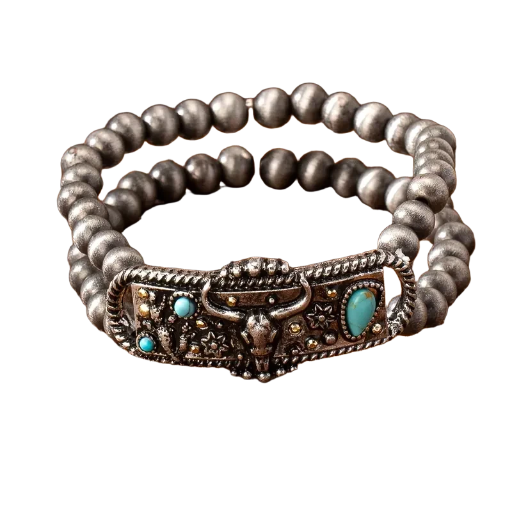 Beaded Bracelet with Bull Head