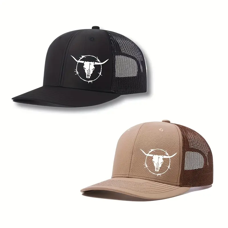 Mesh Baseball Cap Bull Print 