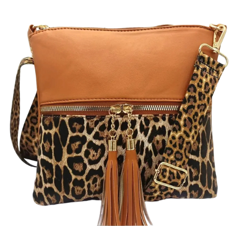 Leopard Print Crossbody Bag Brown