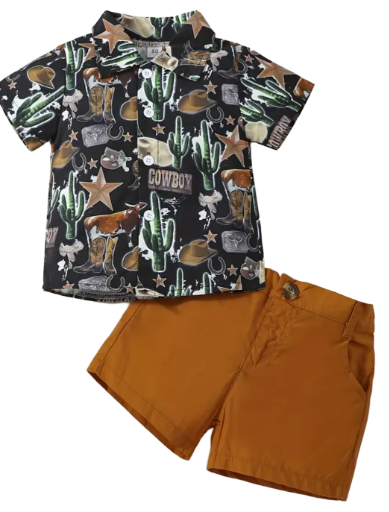 Kids Cowboy button up Summer Outfit