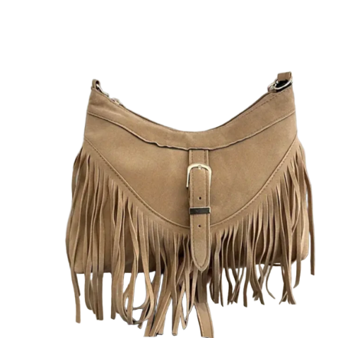 Khaki Fringe Bag