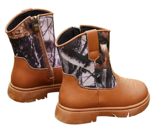 Boys Brown and Camouflage Boots