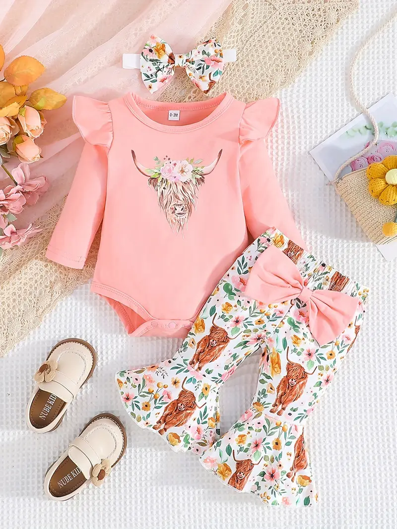 Baby Girl Floral cow Outfit