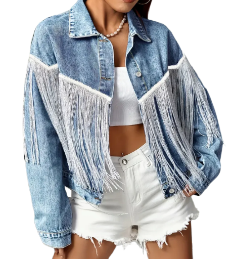 Denim Jacket with Fringe