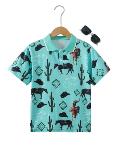 Cowboy Printed Polo Shirt