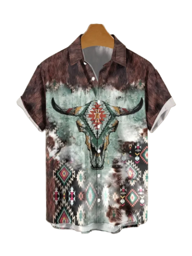 Men's Western Short Sleeve Button Up Shirt
