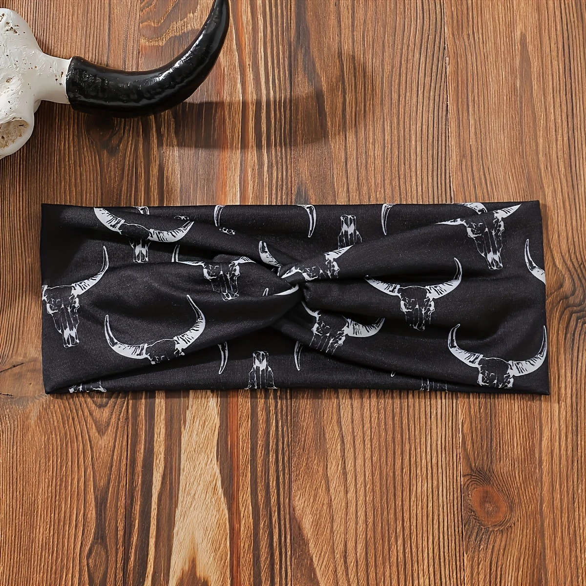 Black Bull Skull Headband