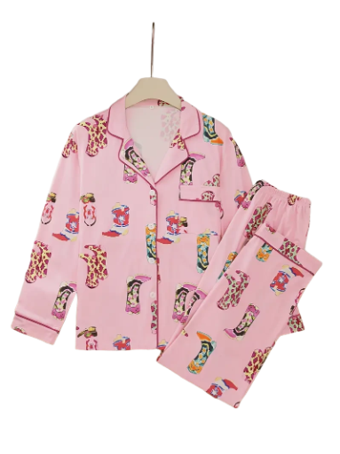 Ladies Winter Patterned Boots Long PJ Sets