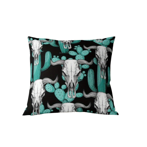 Cactus Skull Throw Pillow 