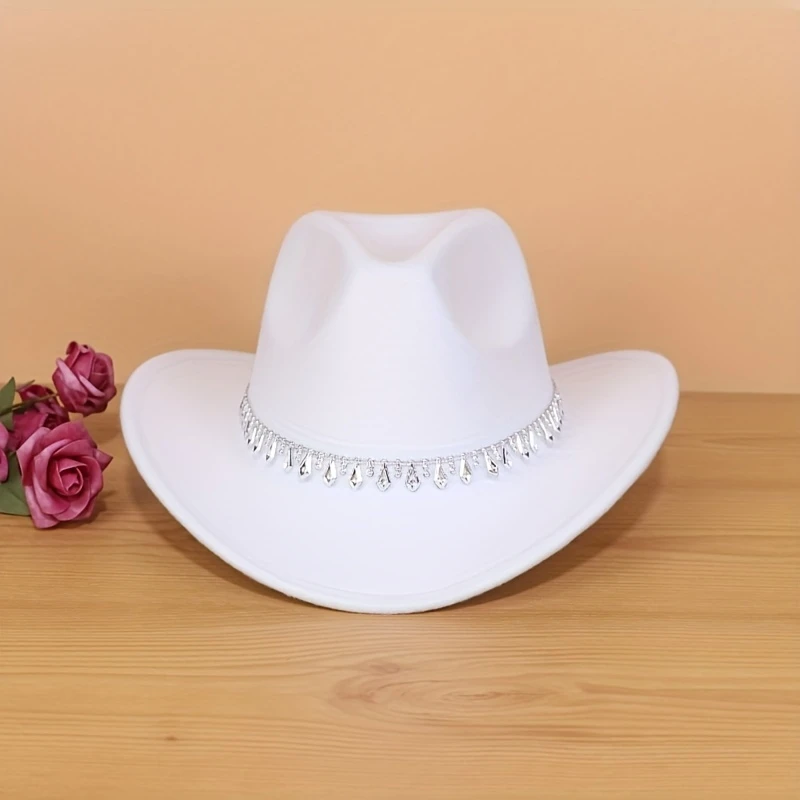Ladies White dimonte Cowboy Hat