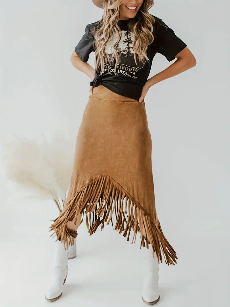 Brown Fringe Skirt