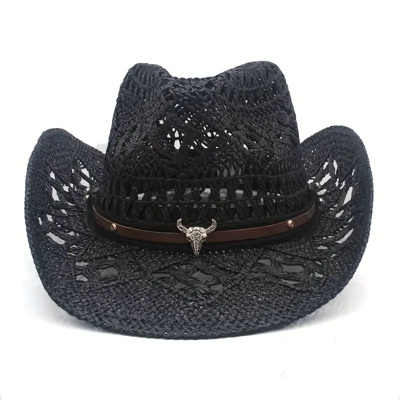 Black Unisex Woven Cowboy Hat