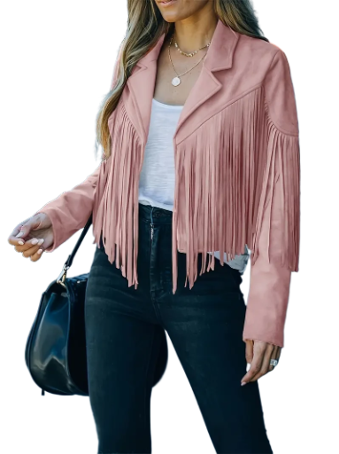 Ladies Pink Fringe Jacket