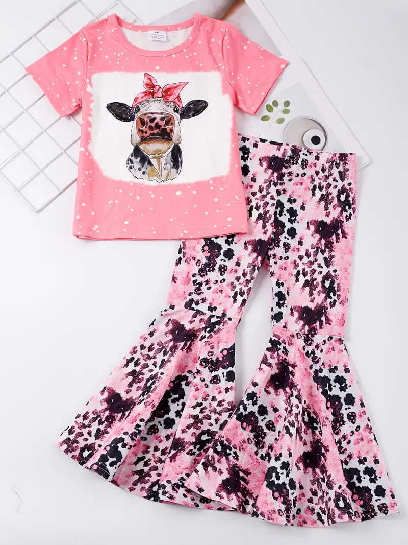 Girls' Pink Cow Print Outfit