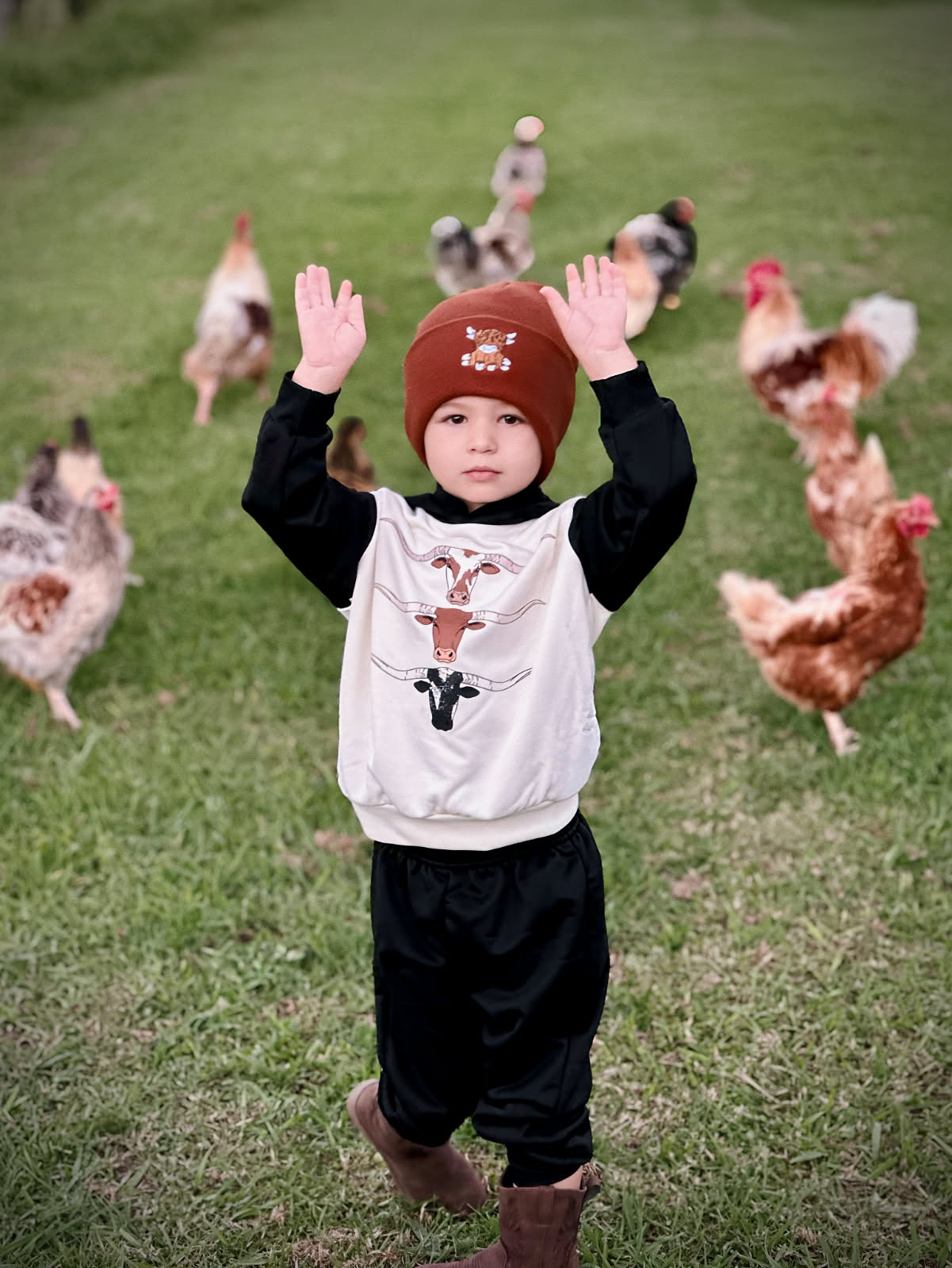 Children's Cow Print Hoodie and Pants Set