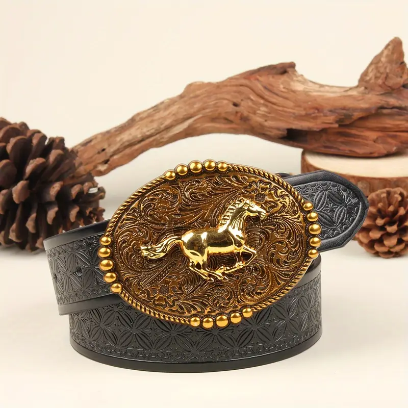 Unisex Belt with Bronze Horse Buckle