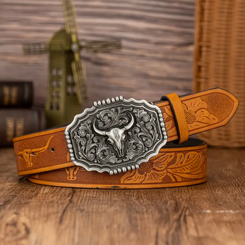 Unisex Western Style Belt Brown 