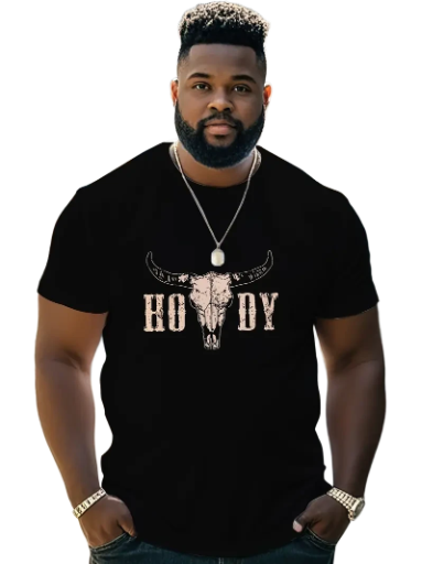 Mens Howdy Black Graphic T-Shirt