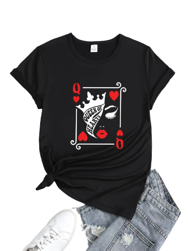 Queen of Hearts T-Shirt Black
