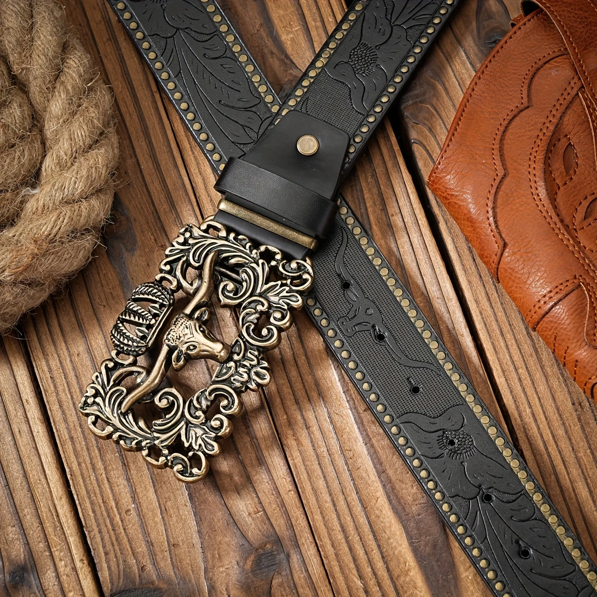 Unisex Vintage Black Belt