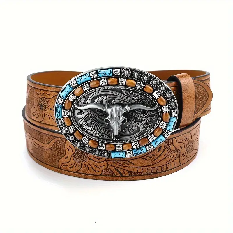 Western Belt with Embellished Buckle