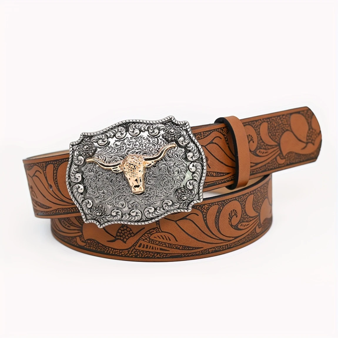  Belt with Bull Head Buckle