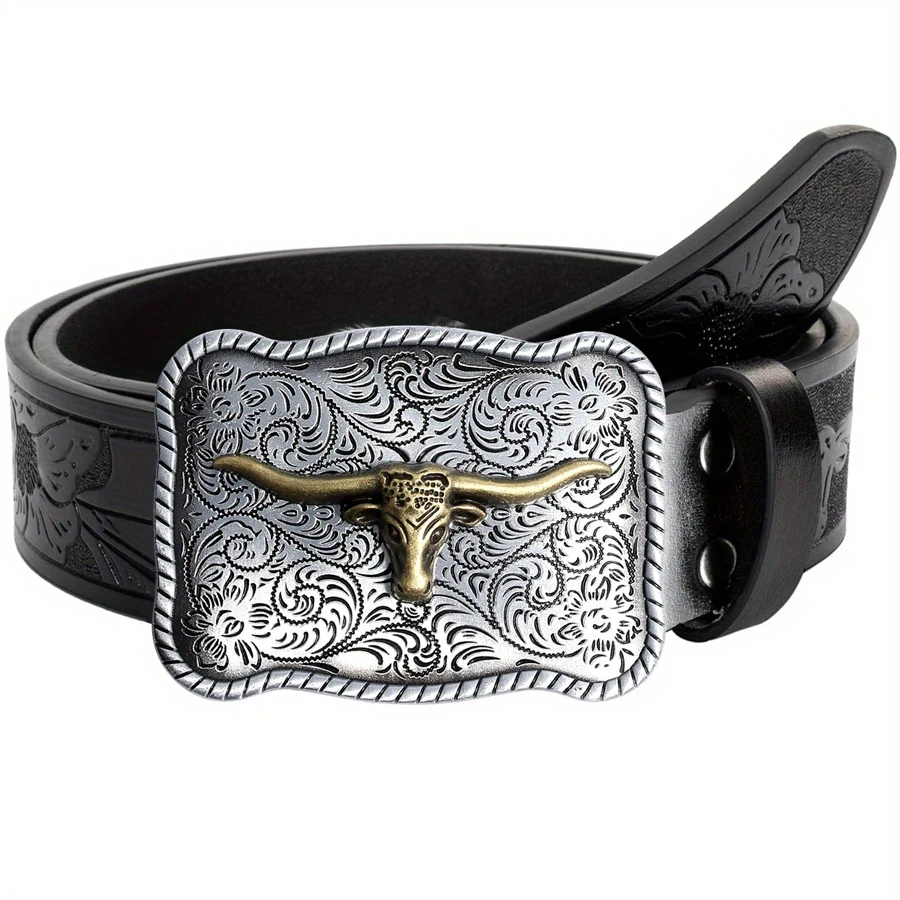 Western Belt with Longhorn Buckle