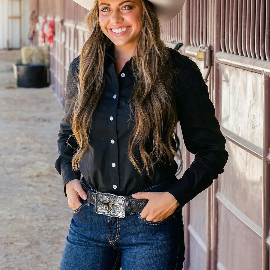 Western Belt with Longhorn Buckle