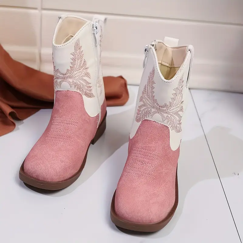 Pink and White Kids' Cowgirl Boots