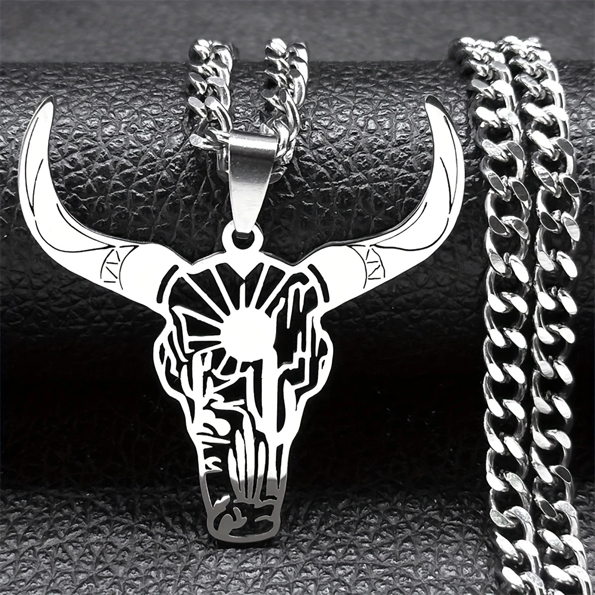 Bull Skull Pendant Necklace