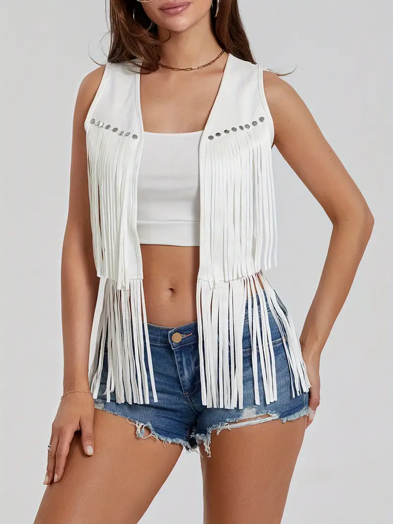 White Fringed Vest