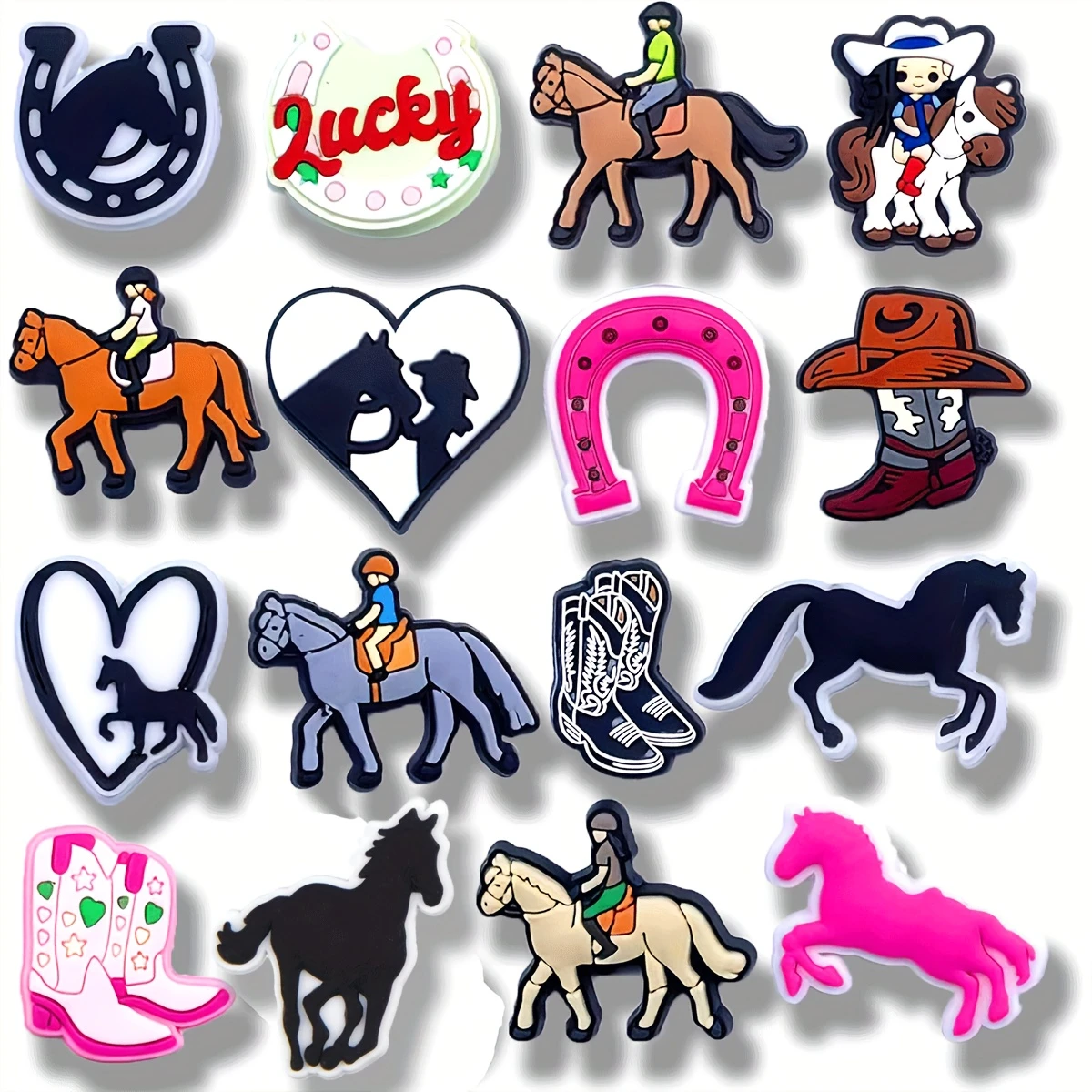 Horse and Cowboy Theme Shoe Charms