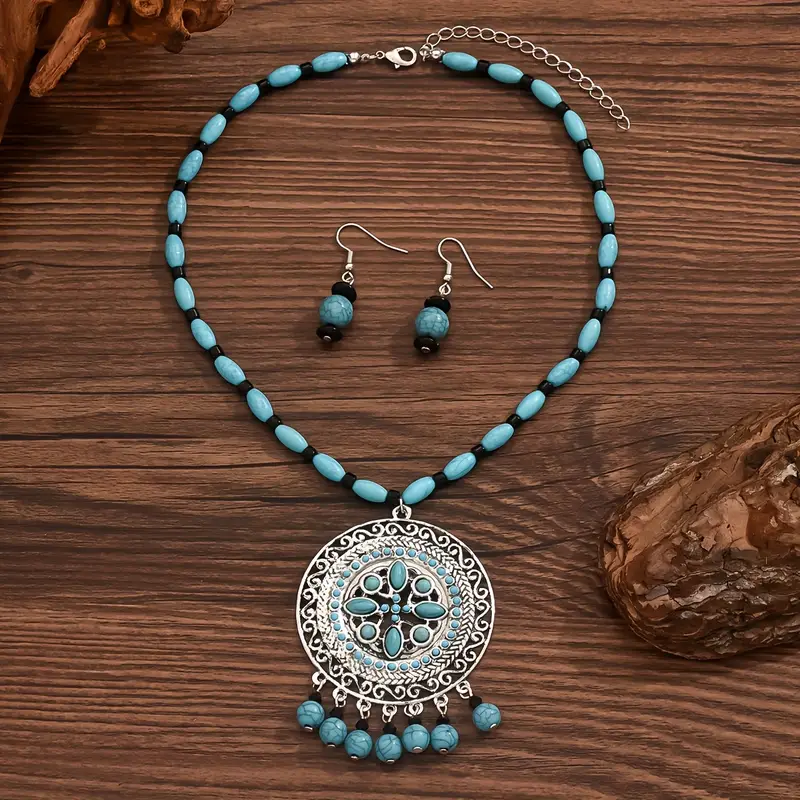 Turquoise Beaded Necklace Set
